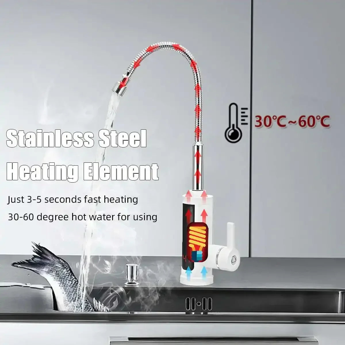 3000W Electric Kitchen Tap with Instant Hot Water