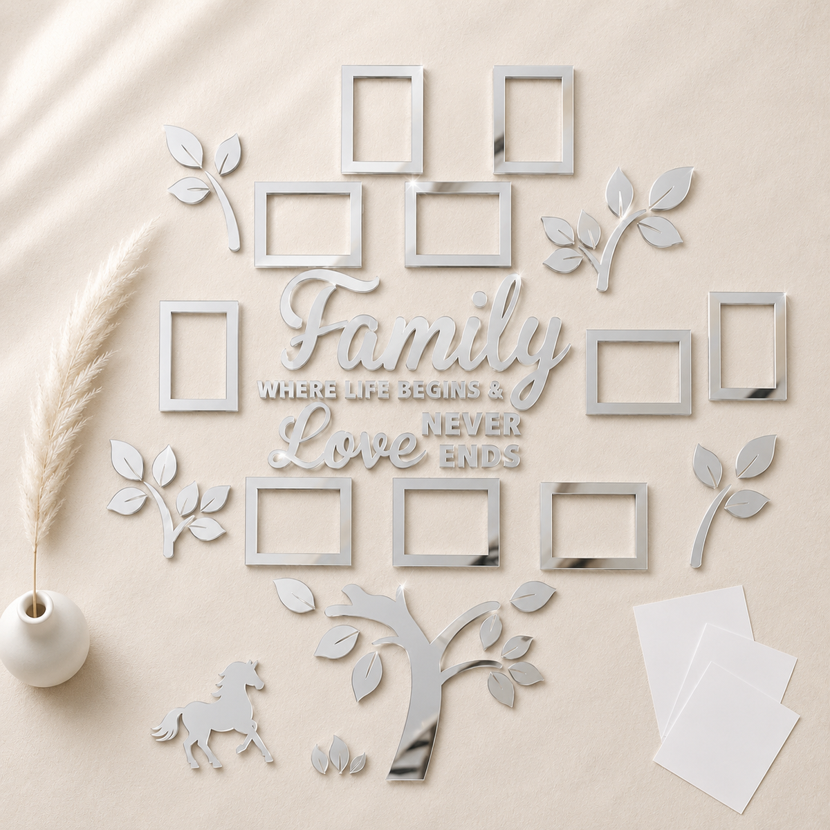 3D Acrylic Family Tree Wall Decor with 11 Photo Frames