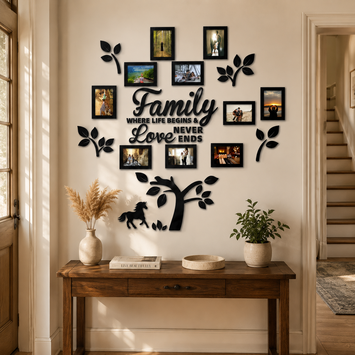 3D Acrylic Family Tree Wall Decor with 11 Photo Frames