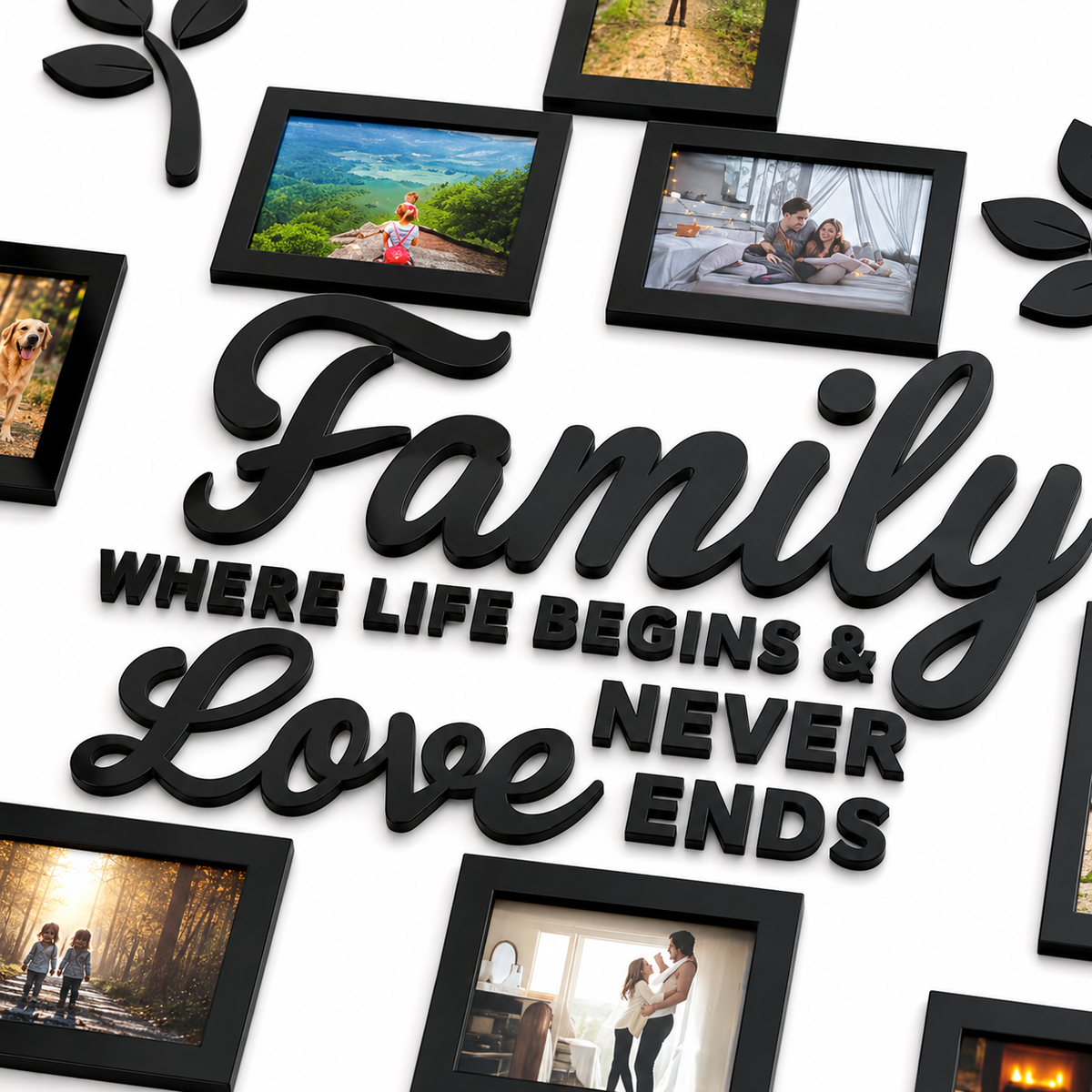 3D Acrylic Family Tree Wall Decor with 11 Photo Frames