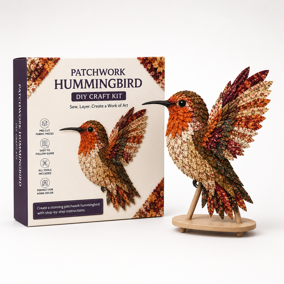 3D Fabric Patchwork Hummingbird Craft Kit