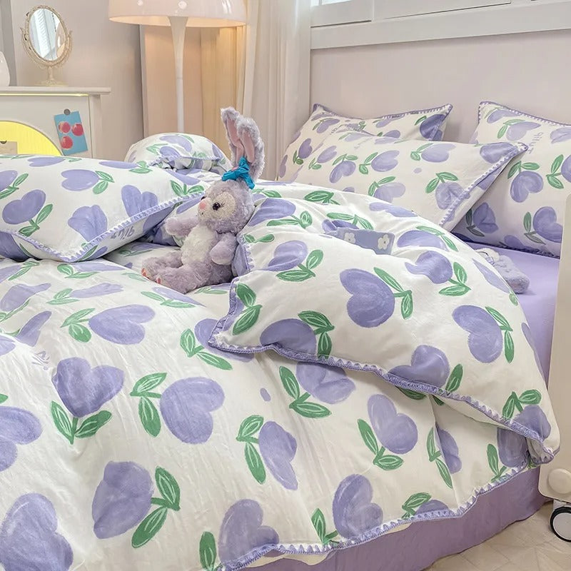 4-Piece Blossom & Berry Floral Duvet Cover Bedding Set