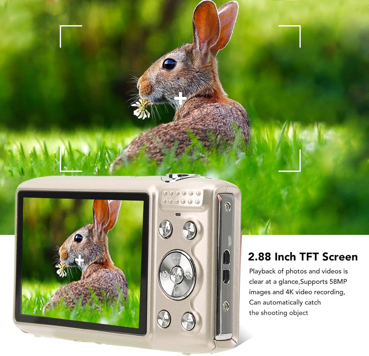 4K Compact Digital Camera with 58MP Photos and 16X Zoom
