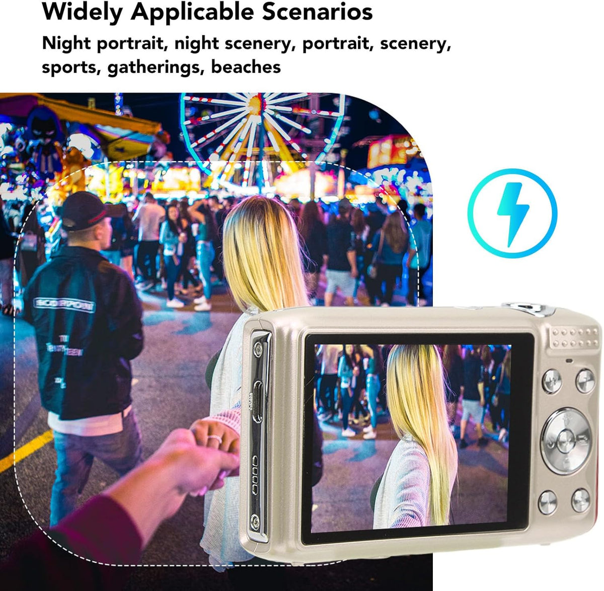 4K Compact Digital Camera with 58MP Photos and 16X Zoom
