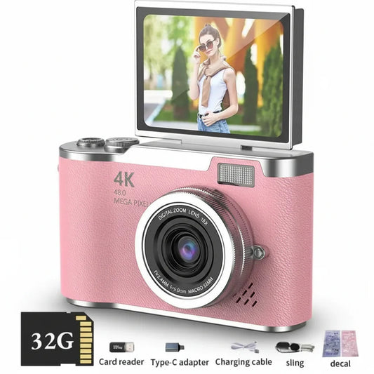 4K Compact Digital Camera with Flip Screen, 48MP and 8X Zoom for Photo and Video