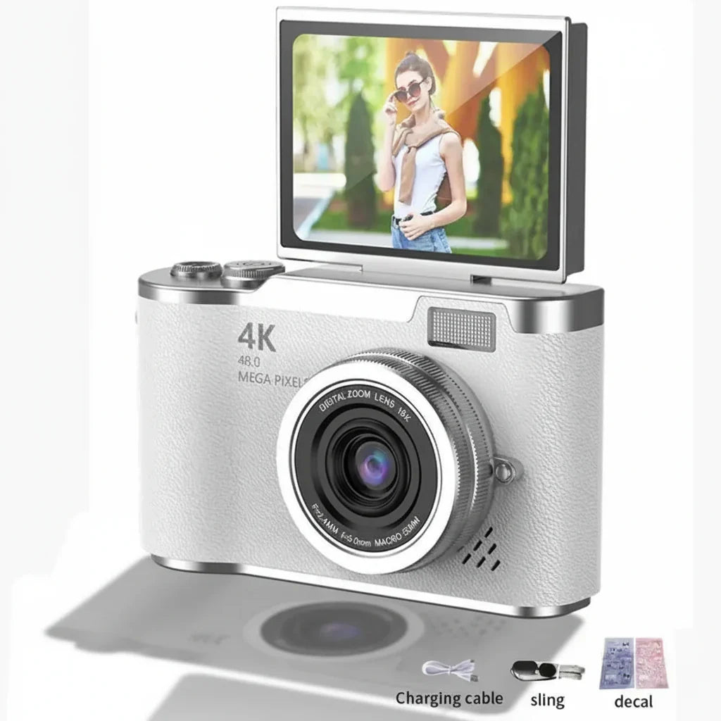 4K Compact Digital Camera with Flip Screen, 48MP and 8X Zoom for Photo and Video