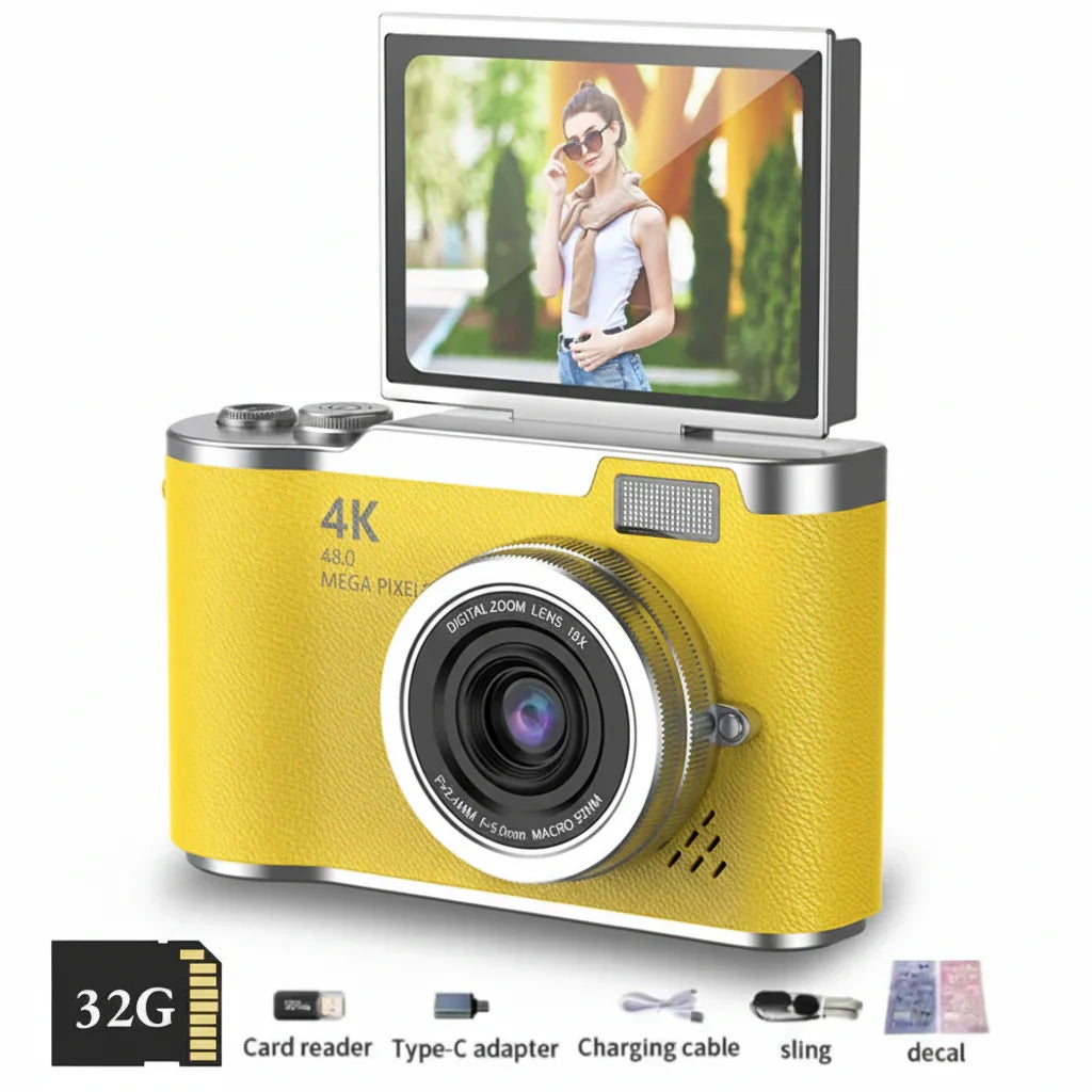 4K Compact Digital Camera with Flip Screen, 48MP and 8X Zoom for Photo and Video
