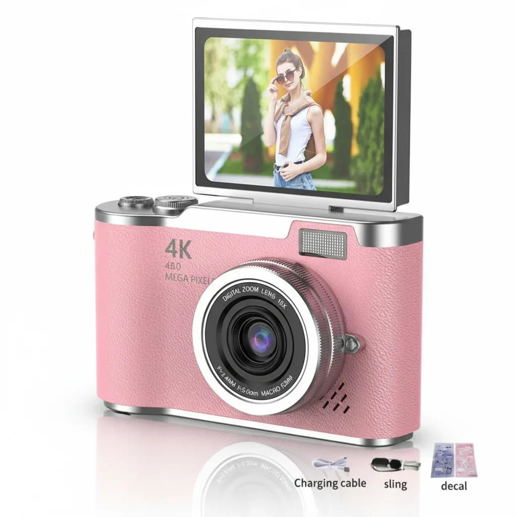 4K Compact Digital Camera with Flip Screen, 48MP and 8X Zoom for Photo and Video