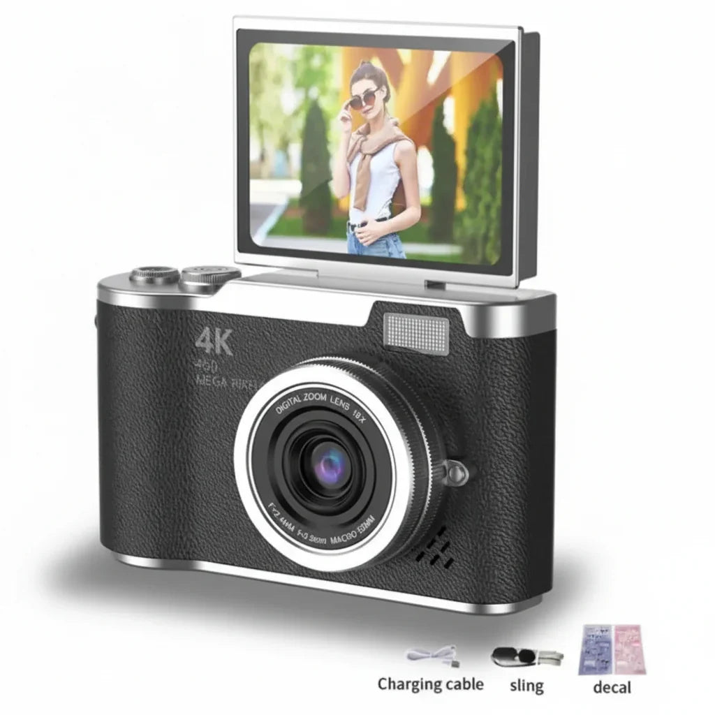 4K Compact Digital Camera with Flip Screen, 48MP and 8X Zoom for Photo and Video