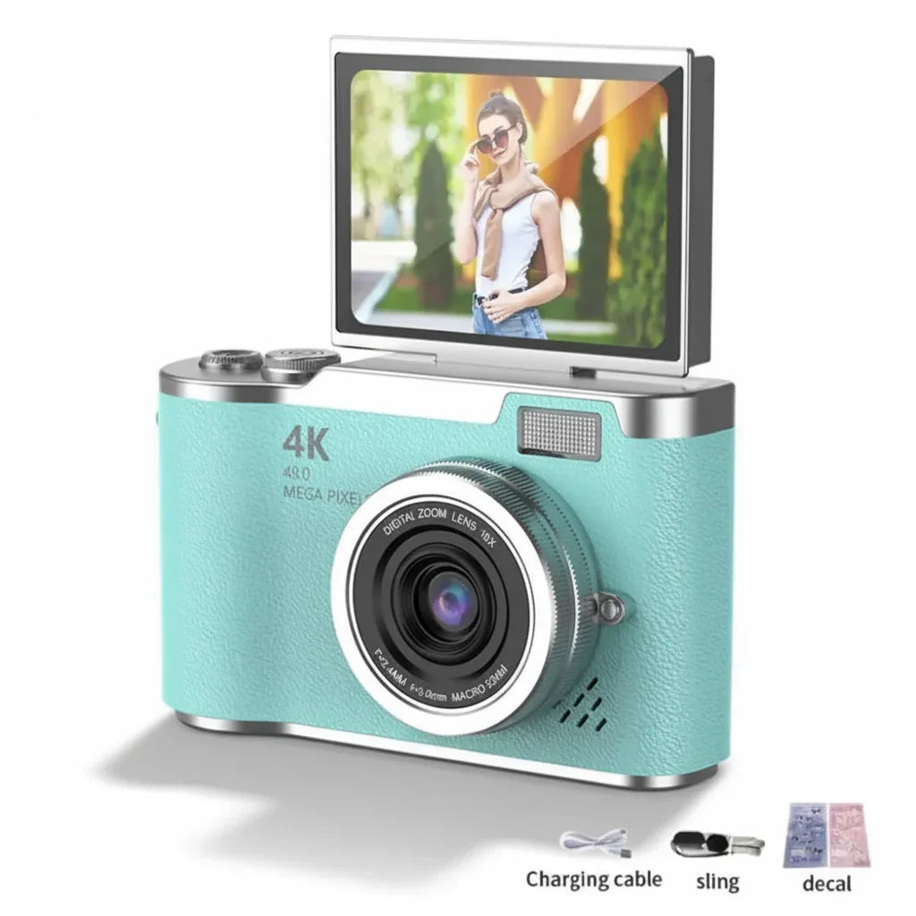 4K Compact Digital Camera with Flip Screen, 48MP and 8X Zoom for Photo and Video