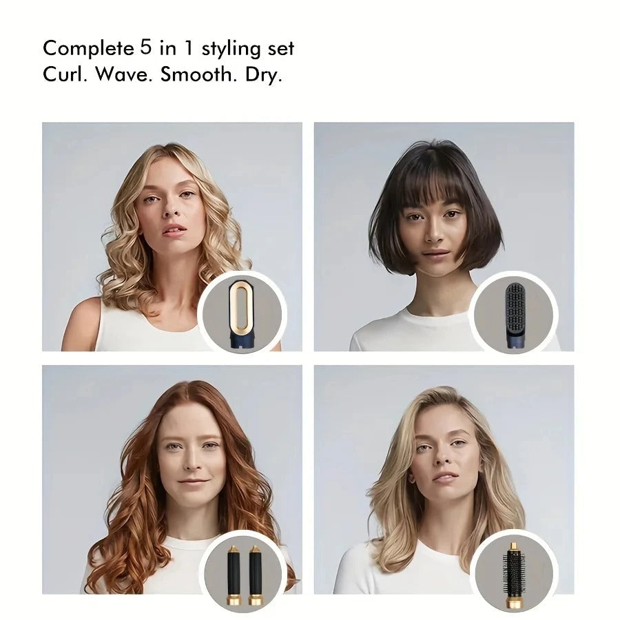 5-in-1 Hair Styler | 1000W Hot Air Brush with Ionic Technology
