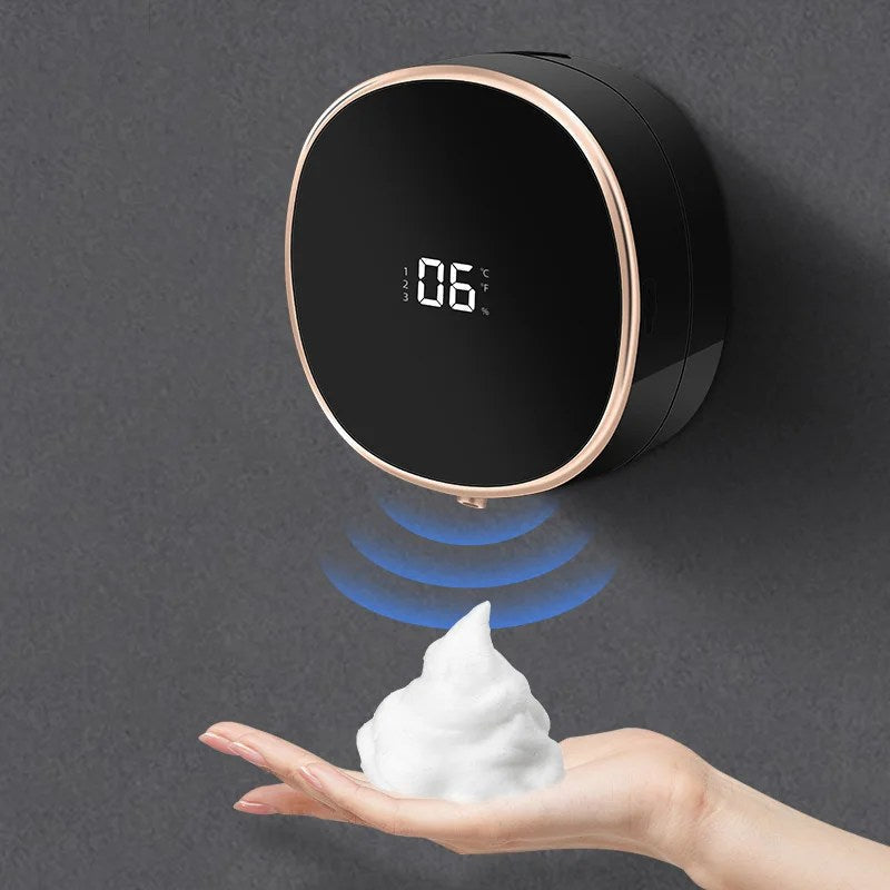 5-in-1 Smart Automatic Soap Dispenser with LED Display – Touchless, Rechargeable & Wall-Mountable