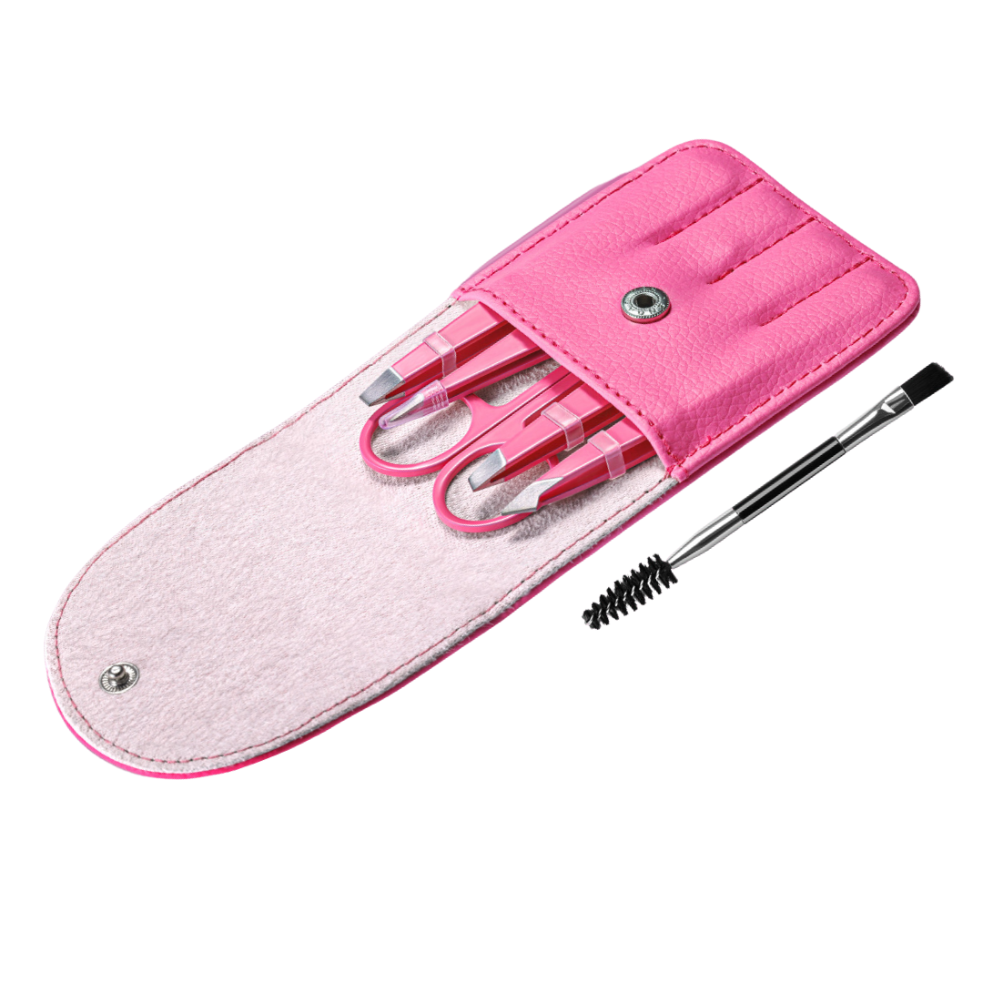 6-Piece Precision Eyebrow Tweezer Set with Travel Case