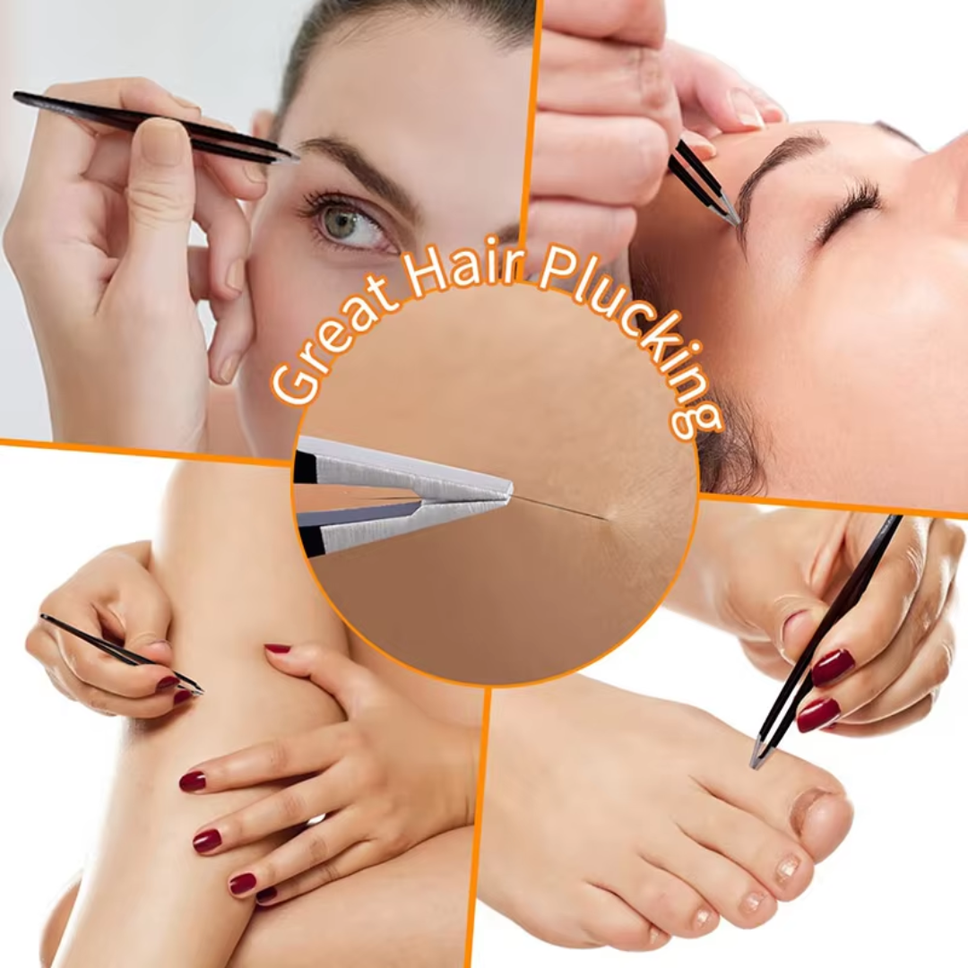 6-Piece Precision Eyebrow Tweezer Set with Travel Case