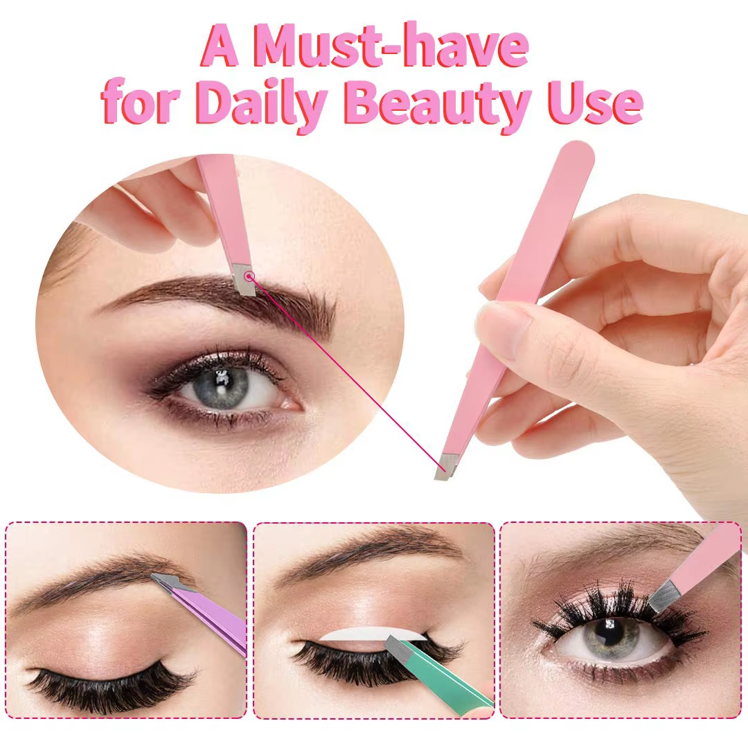 6-Piece Precision Eyebrow Tweezer Set with Travel Case
