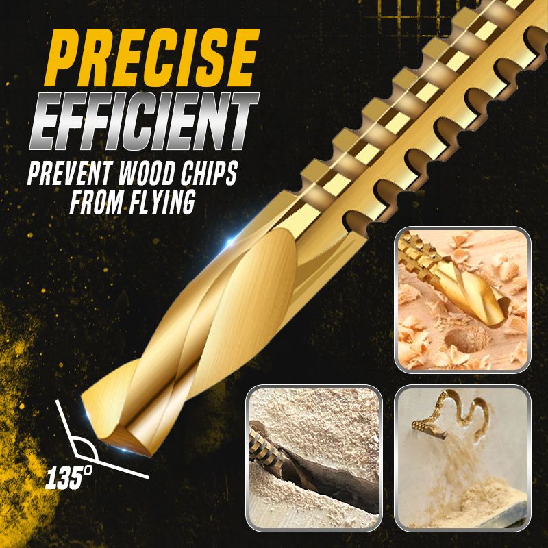 6-Piece Titanium-Coated High-Speed Steel Drill Bit Set with Teeth
