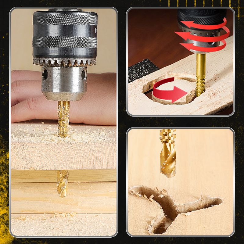 6-Piece Titanium-Coated High-Speed Steel Drill Bit Set with Teeth