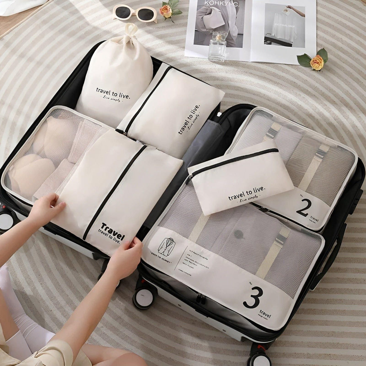 7-Piece Travel Packing Cube Set – Lightweight Compression Travel Organizer Bags for Suitcase & Luggage