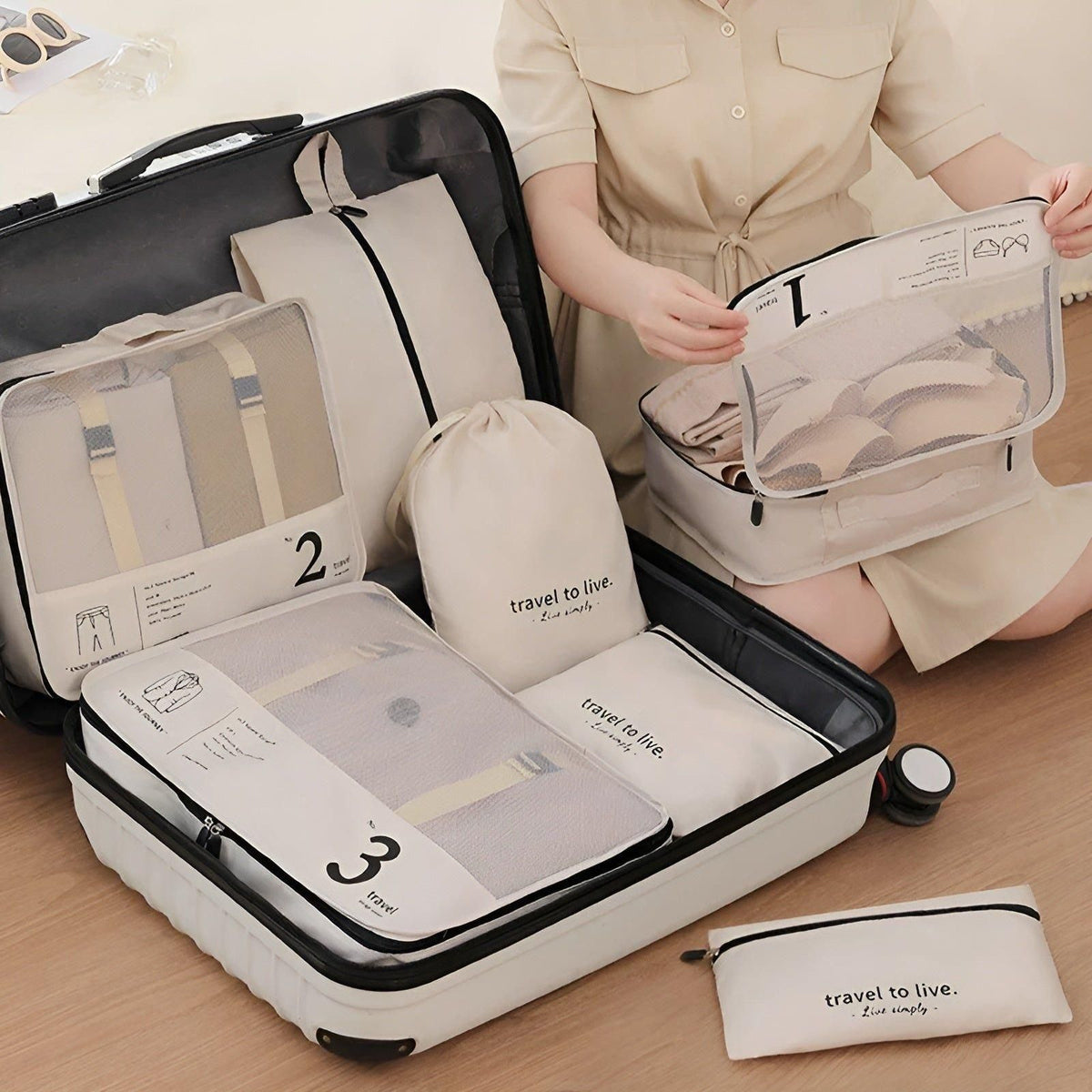 7-Piece Travel Packing Cube Set – Lightweight Compression Travel Organizer Bags for Suitcase & Luggage