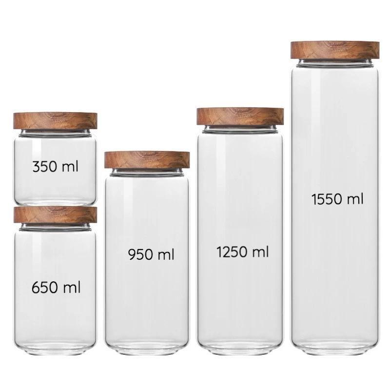 Acacia and Glass Storage Containers