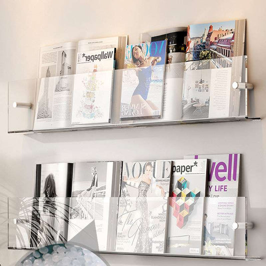 Acrylic Wall-Mounted Floating Magazine Rack