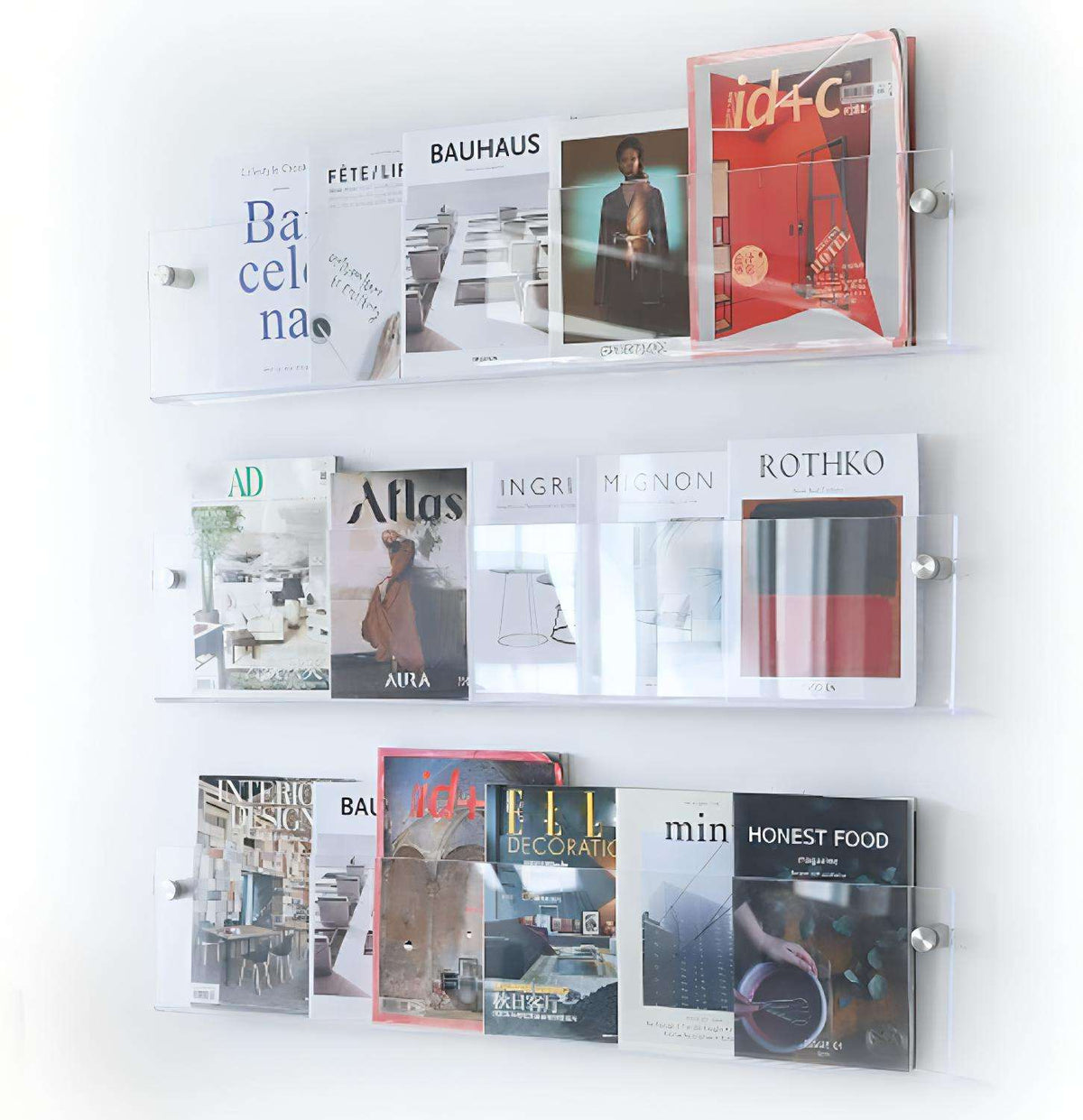 Acrylic Wall-Mounted Floating Magazine Rack