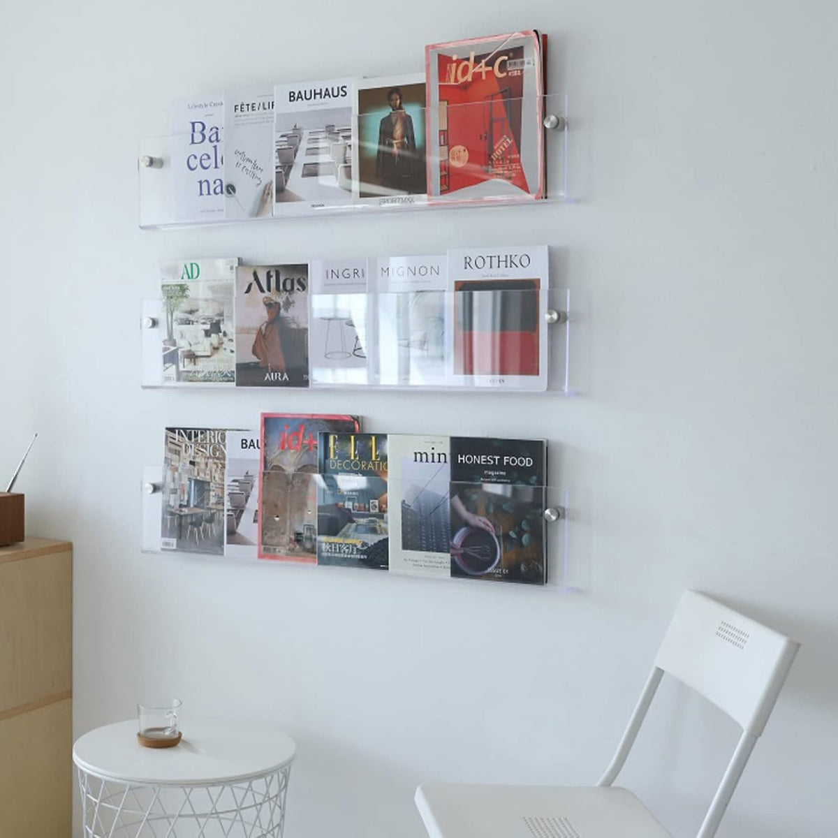 Acrylic Wall-Mounted Floating Magazine Rack