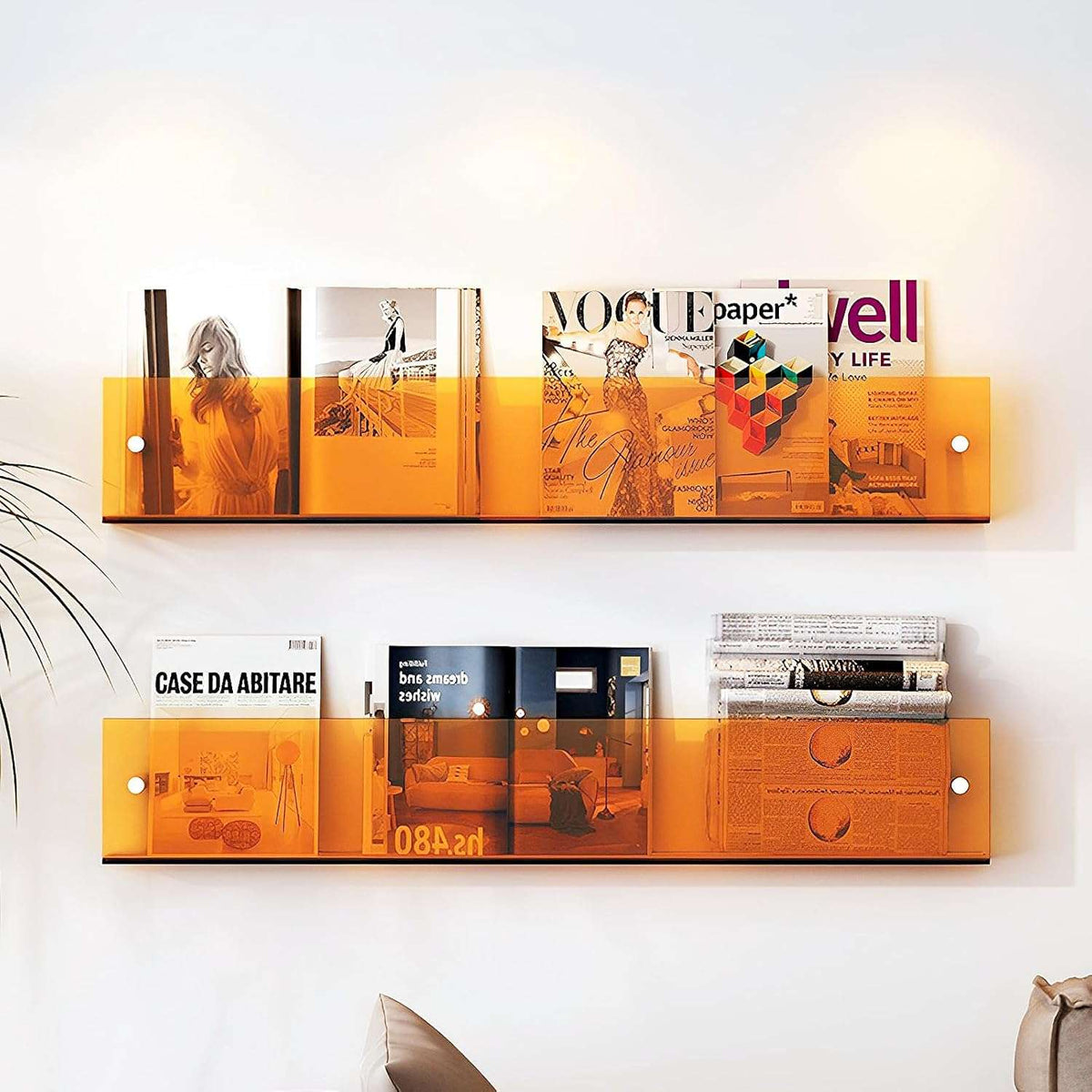 Acrylic Wall-Mounted Floating Magazine Rack