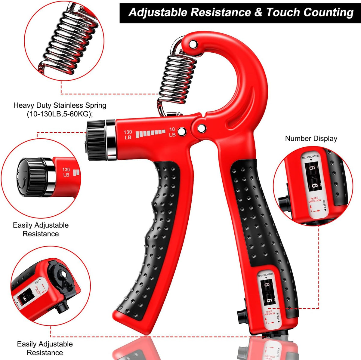 Adjustable Hand Grip Strengthener (5-60 kg) - 2-Pack
