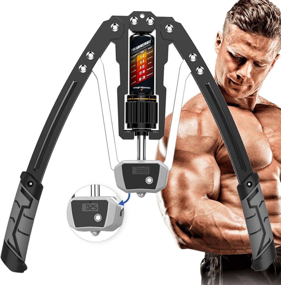 Adjustable Hydraulic Arm Trainer – 10–200 kg Resistance – Upper Body Strength Training for Arms, Chest & Shoulders