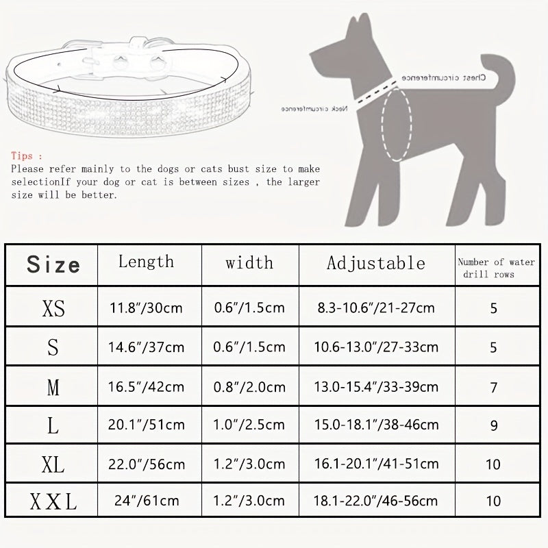 Adjustable Rhinestone Leather Dog Collar – Strong and Durable