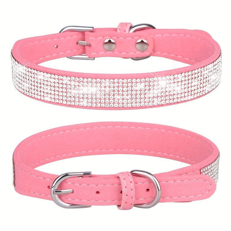 Adjustable Rhinestone Leather Dog Collar – Strong and Durable