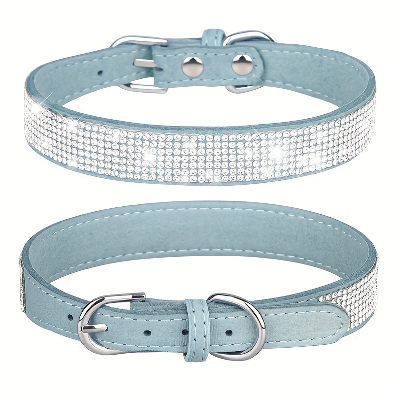 Adjustable Rhinestone Leather Dog Collar – Strong and Durable