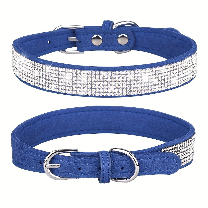 Adjustable Rhinestone Leather Dog Collar – Strong and Durable
