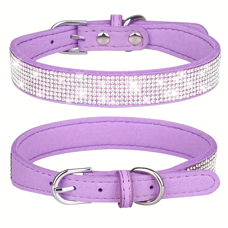 Adjustable Rhinestone Leather Dog Collar – Strong and Durable