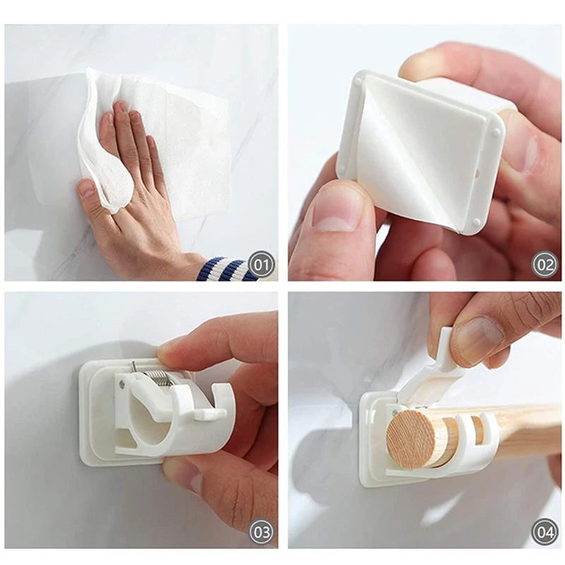 Adjustable Self-Adhesive Curtain Rod Holders - 2-Pack