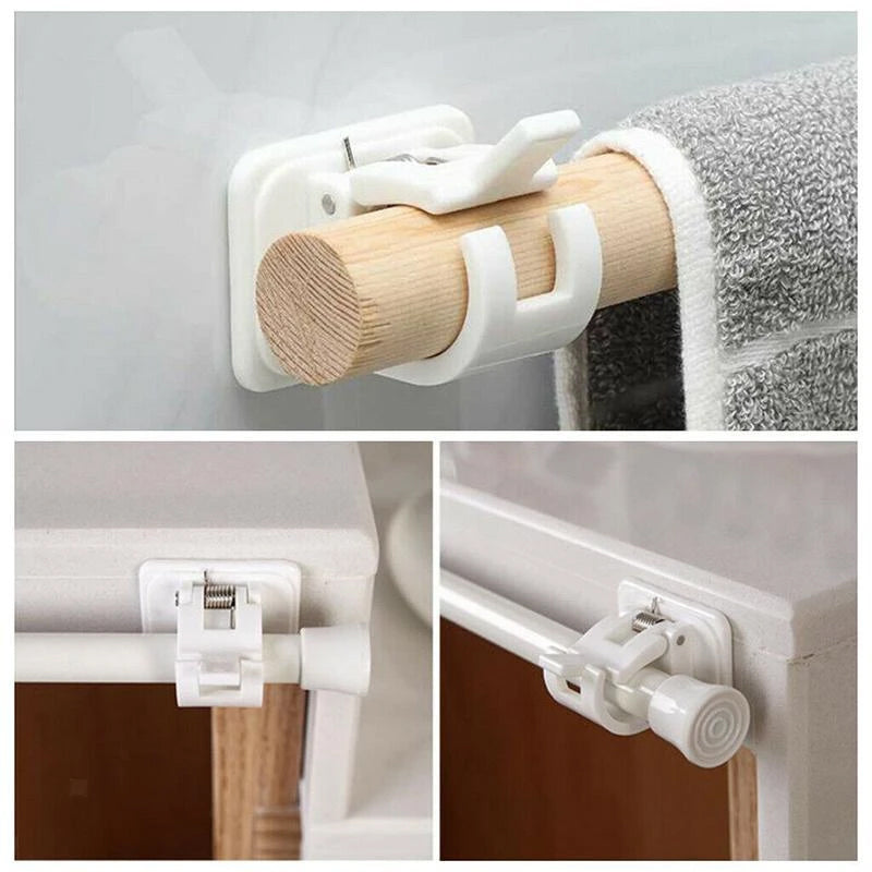 Adjustable Self-Adhesive Curtain Rod Holders - 2-Pack