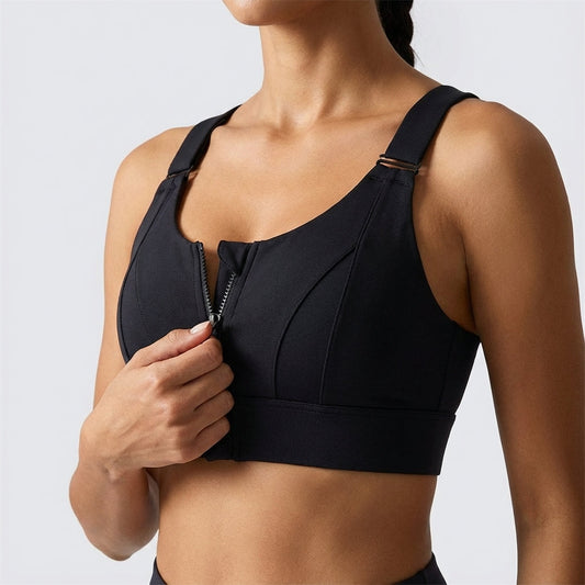 Adjustable Sports Bra with Zipper