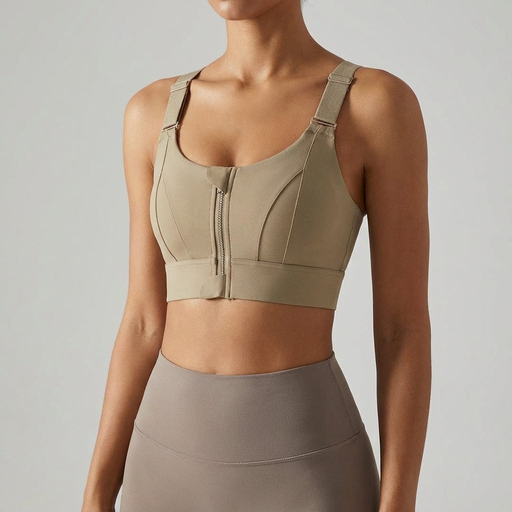 Adjustable Sports Bra with Zipper