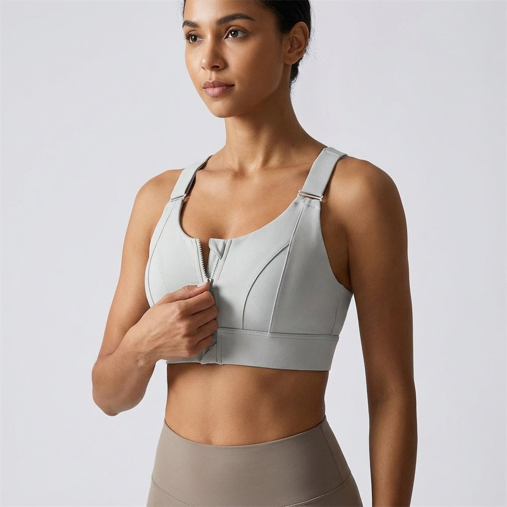 Adjustable Sports Bra with Zipper