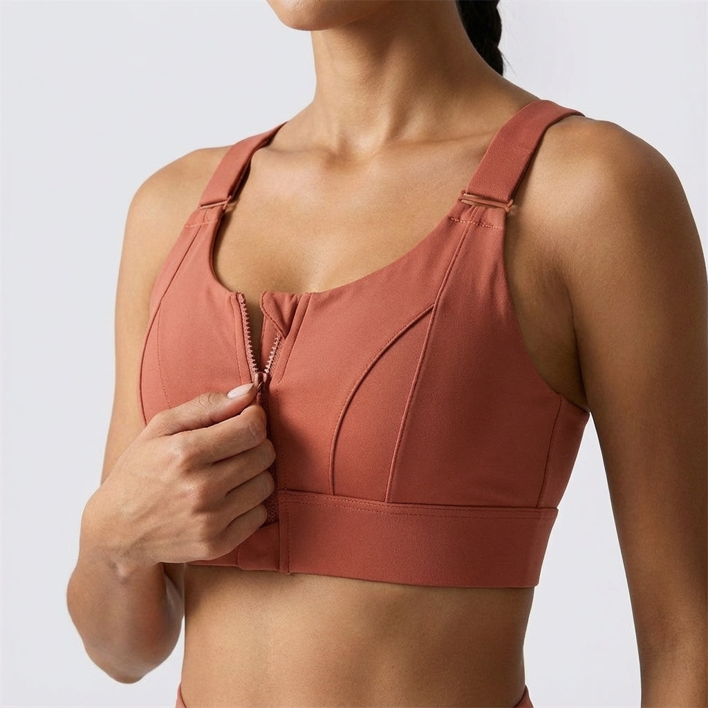 Adjustable Sports Bra with Zipper