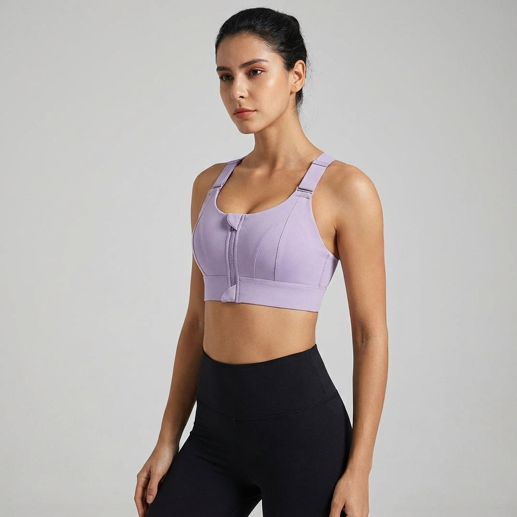 Adjustable Sports Bra with Zipper