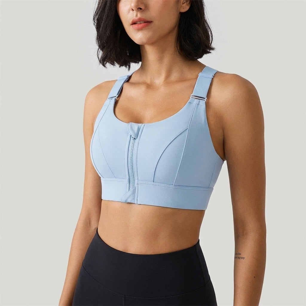 Adjustable Sports Bra with Zipper