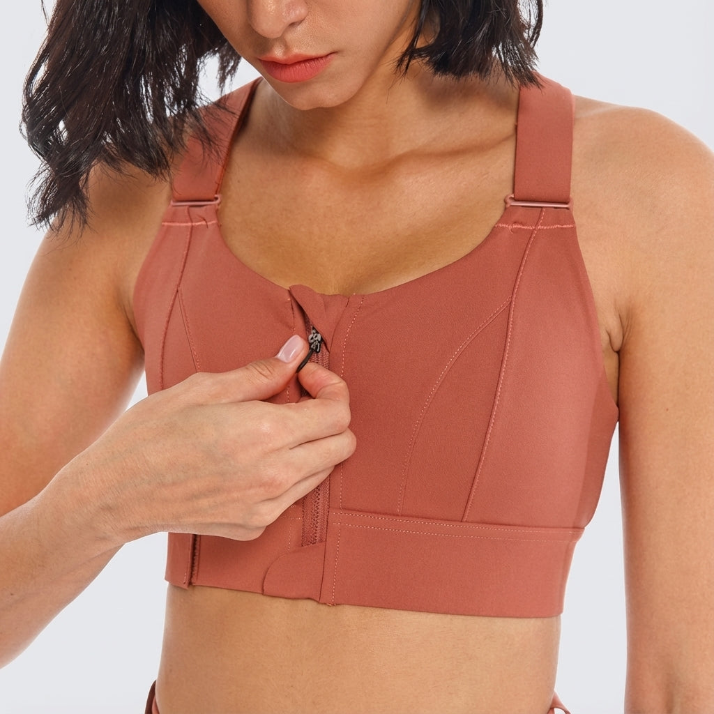 Adjustable Sports Bra with Zipper