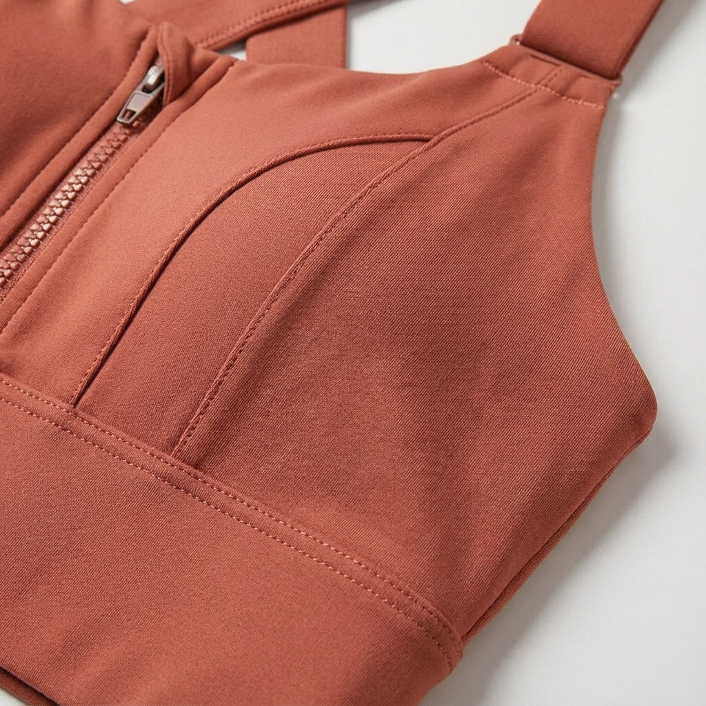 Adjustable Sports Bra with Zipper
