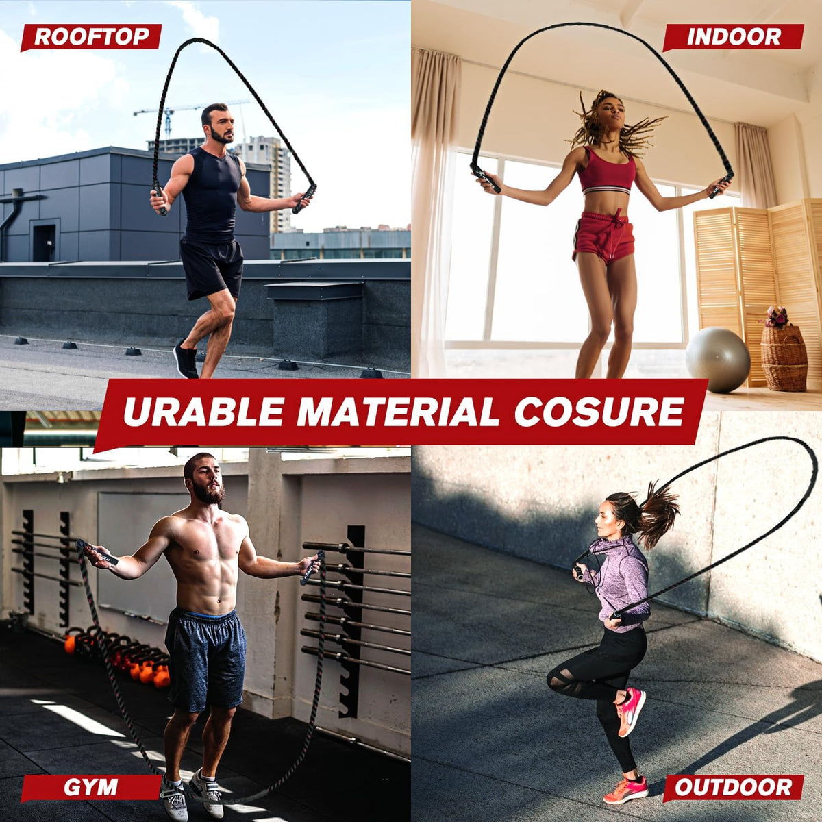 Adjustable Weighted Jump Rope – Heavy Training Rope