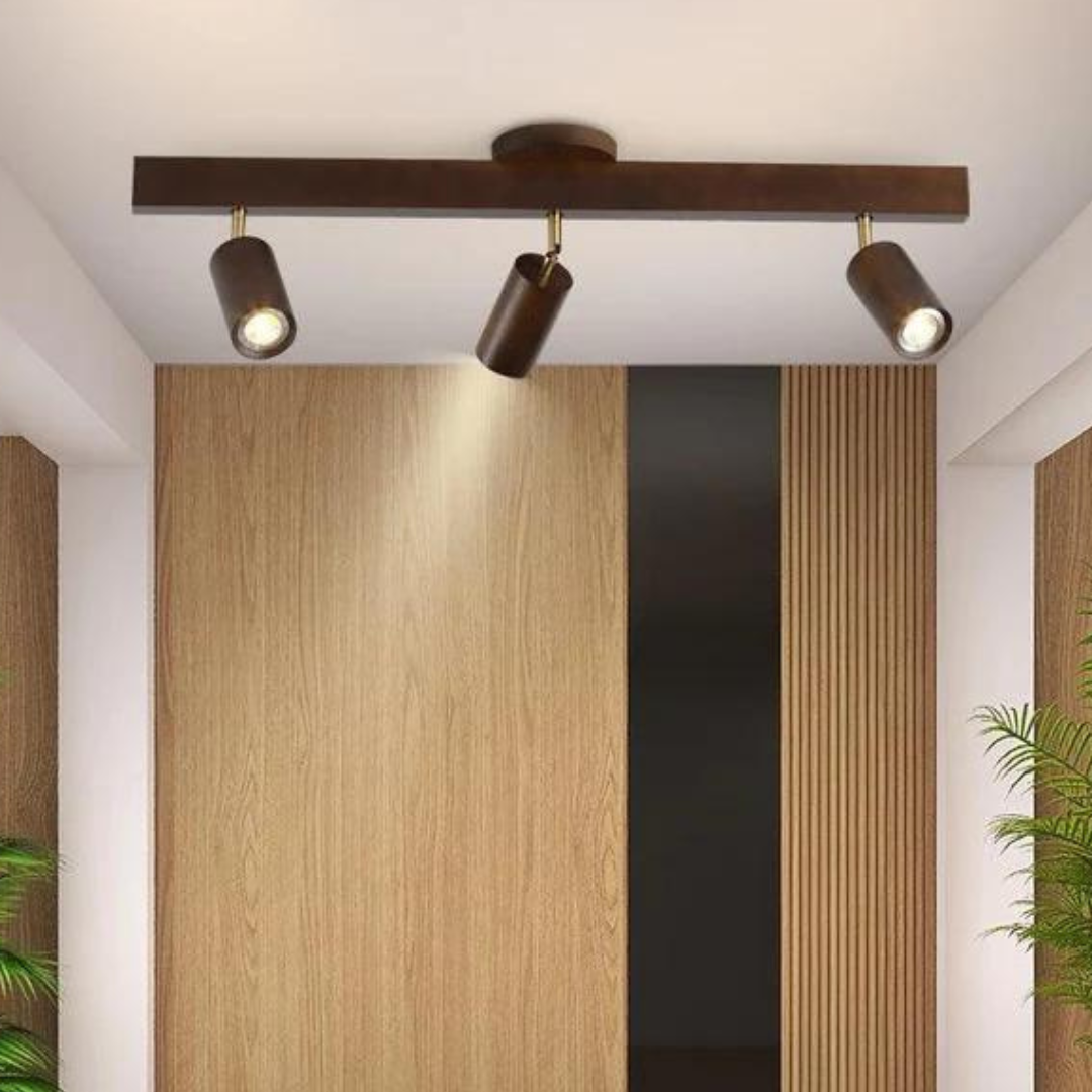 Adjustable Wooden Spotlight Ceiling Light
