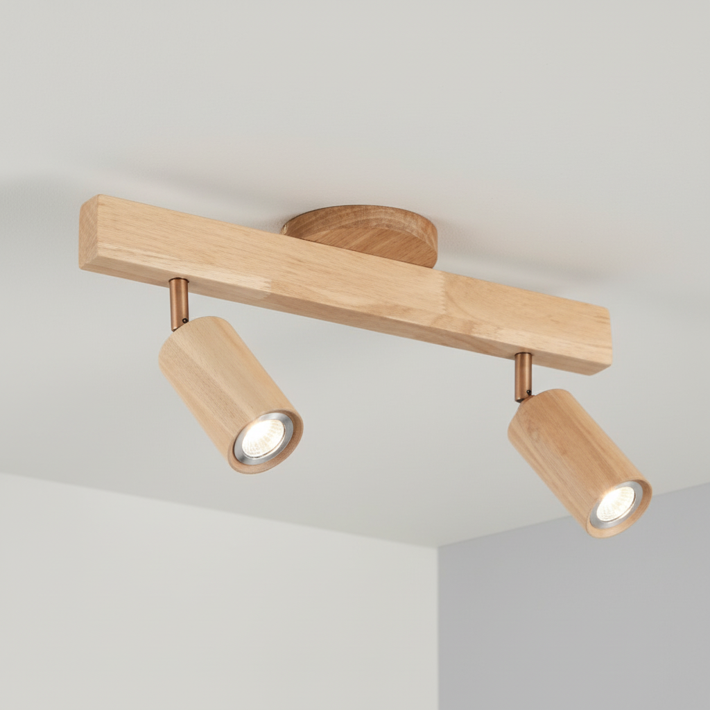 Adjustable Wooden Spotlight Ceiling Light