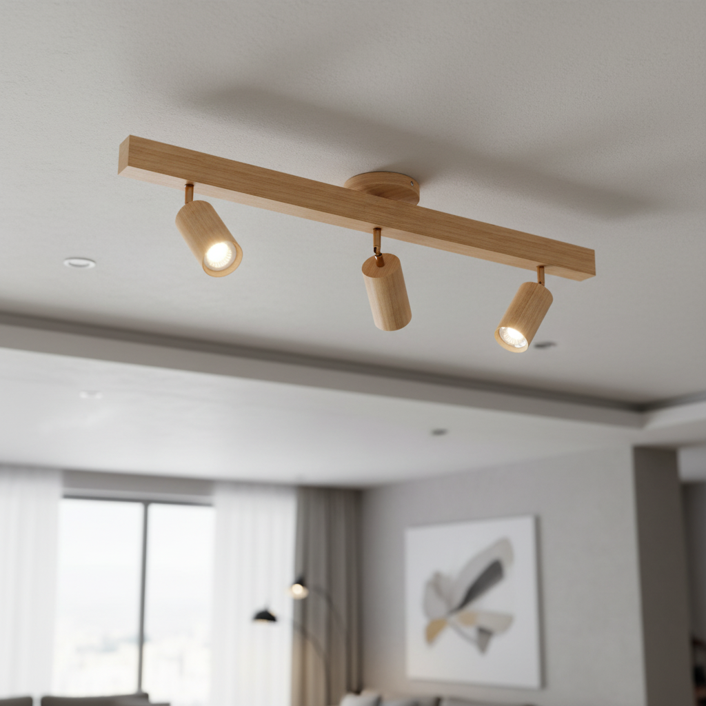 Adjustable Wooden Spotlight Ceiling Light