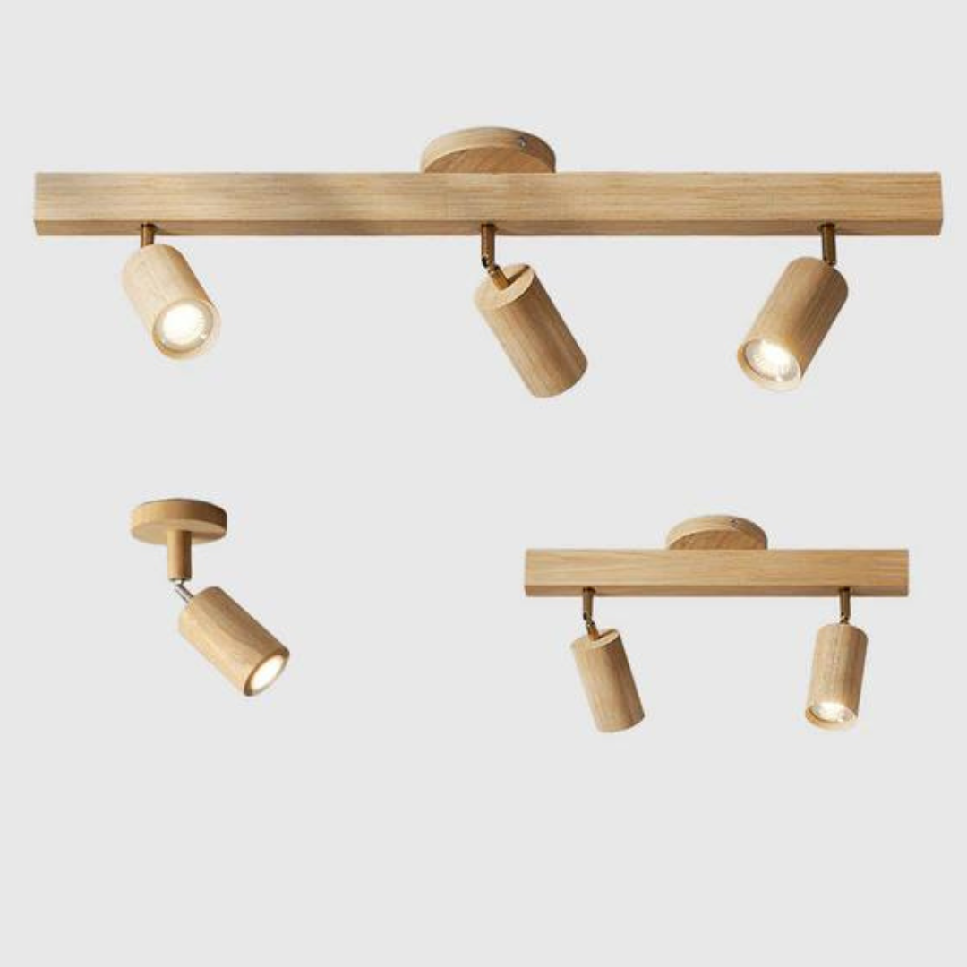 Adjustable Wooden Spotlight Ceiling Light